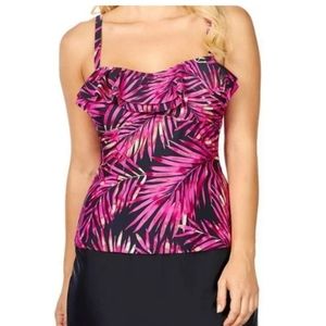 Island Escape Beach Bound Tahiti Bandeau Ruffled Tankini Swim Top 6 or 8